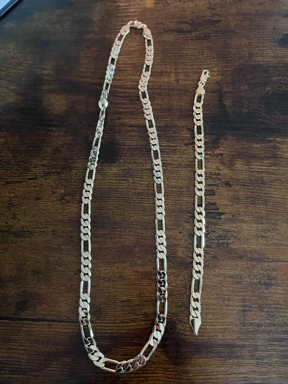 14K gold plated Chain Necklace and Bracelet Set